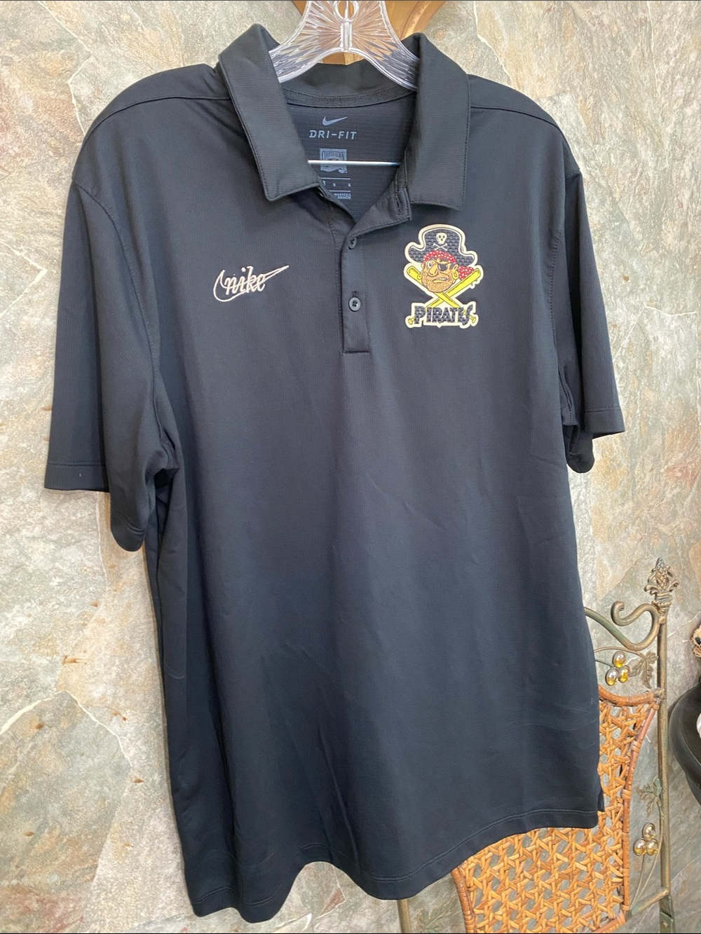 Nike dry fit Cooperstown Pittsburgh pirates classic polo mens baseball shirt lg